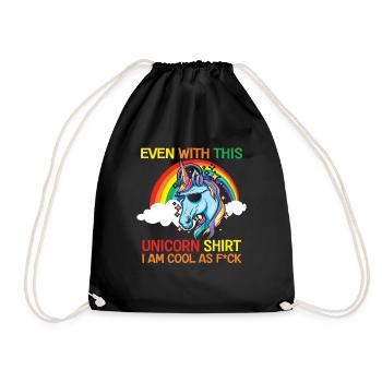 Funny Sarcastic Unicorn Confidence - Drawstring Bag - black - Front