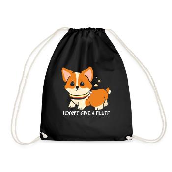 I don't give sweet fluff corgi dog owner - Drawstring Bag - black - Front