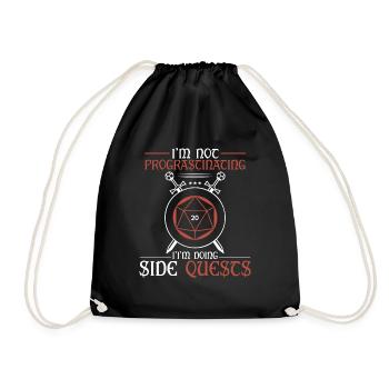 I Don't Hesitate, I Make Side Quests RPG Table - Drawstring Bag - black - Front