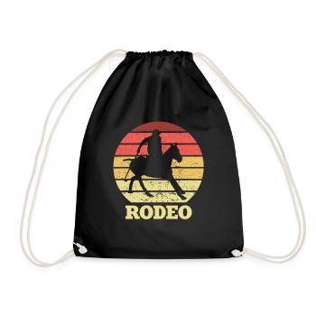 Cowboy Rodeo Western Bull Rider Bucking Riding - Drawstring Bag - black - Front