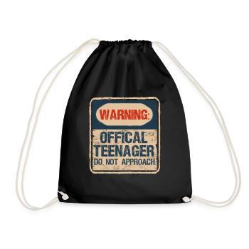 Warning Official Teenager 13 years old - Drawstring Bag - black - Front