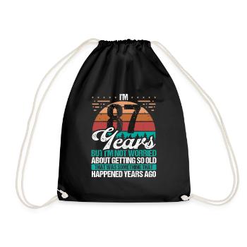 87 Years Old Sarcasm Humor Old Funny 87 Birthday - Drawstring Bag - black - Front