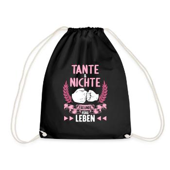 Tante und Nichte Freunde fürs Leben - Turnbeutel - Schwarz - Vorne