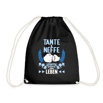 Tante und Neffe Freunde fürs Leben - Turnbeutel - Schwarz - Vorne