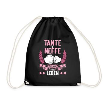 Tante und Neffe Freunde fürs Leben - Turnbeutel - Schwarz - Vorne