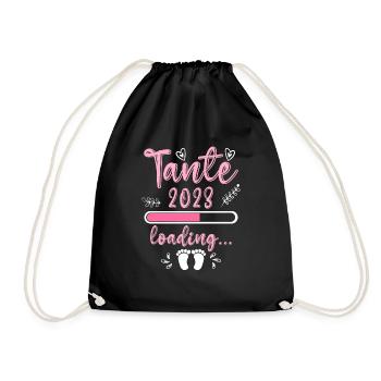 Tante 2023 loading Nichte Neffe Baby Tanten - Turnbeutel - Schwarz - Vorne