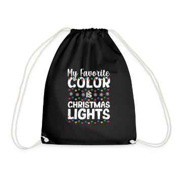Xmas PJs Pyjamas Light My favorite color is - Drawstring Bag - black - Front