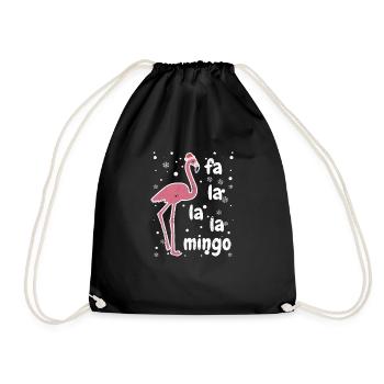 Fa La Mingo Funny Christmas Flamingo Lover - Drawstring Bag - black - Front