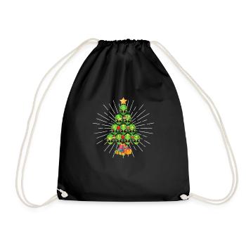 Alien Christmas Tree Xmas Pyjamas PJs Space Funny - Drawstring Bag - black - Front