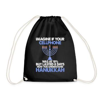 Hanukkah Funny Quote Jewish - Drawstring Bag - black - Front