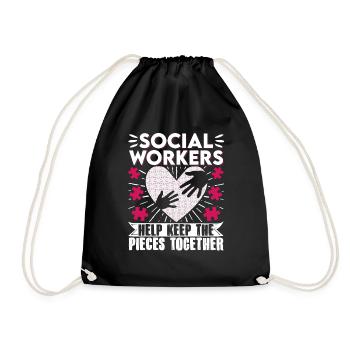 School Social Worker Month Heart - Drawstring Bag - black - Front