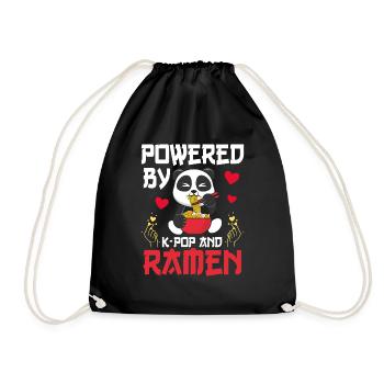 Powered by K-Pop and Ramen Korean - Drawstring Bag - black - Front
