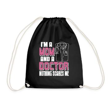 Je suis une maman et un médecin Rien ne me fait peur rétro drôle - Sac de sport léger - noir - Devant