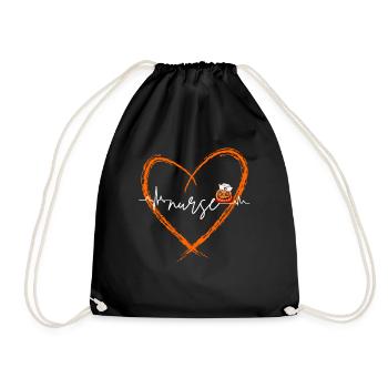 EKG Heartbeat Love Nurse RN Pumpkin Halloween - Turnbeutel - Schwarz - Vorne