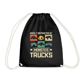 Facilement distrait par les monster trucks - Sac de sport léger - noir - Devant