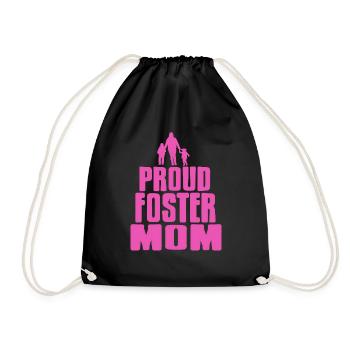 Proud Foster Mom Cool Foster Parent T-Shirt - Drawstring Bag - black - Front