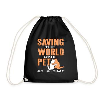Sauver le monde un animal à la fois Design rétro - Sac de sport léger - noir - Devant