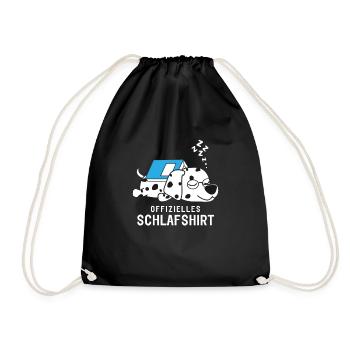 Offizielles Schlafshirt Dalmatiner mit Buch - Turnbeutel - Schwarz - Vorne
