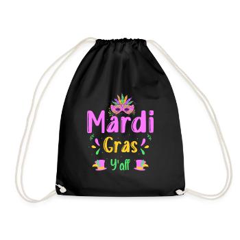Mardi Gras Costume Mask - Drawstring Bag - black - Front