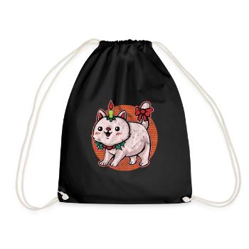 Ugly Christmas Sweater Cat - Drawstring Bag - black - Front