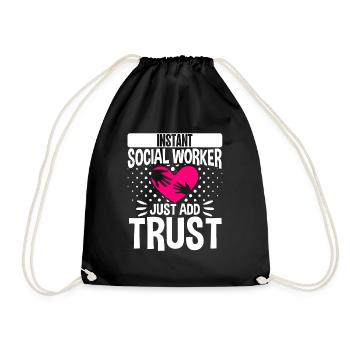 School Social Work Month Heart - Drawstring Bag - black - Front
