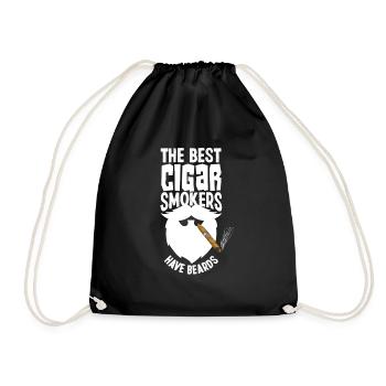 Cigar And Beard Cigar Smoker Gift - Drawstring Bag - black - Front