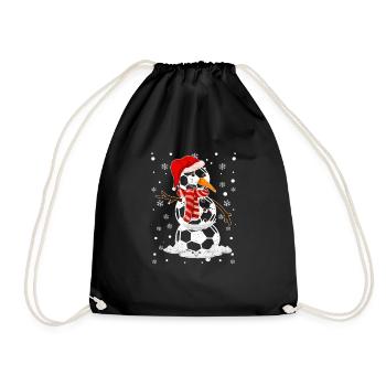 Football Player Snowman Xmas PJs Christmas - Drawstring Bag - black - Front