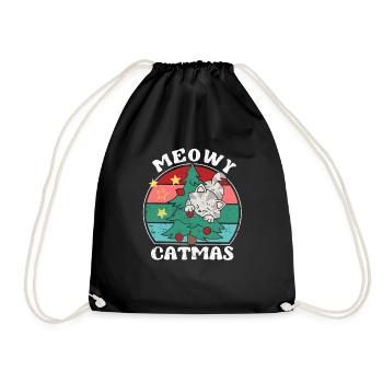 Drôle de chat Miaou Pyjama de Noël Chats Noël - Sac de sport léger - noir - Devant