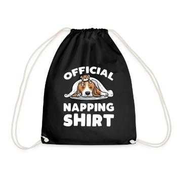 Beagle Hund Mit Kuscheltier Schlafen Schlummern - Turnbeutel - Schwarz - Vorne