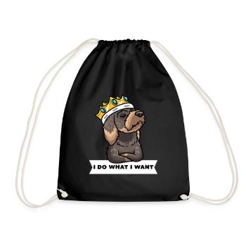 Stubborn rough-haired dachshund - Drawstring Bag - black - Front