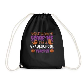 Ghost Pumpkin Elementary Teacher Halloween - Drawstring Bag - black - Front