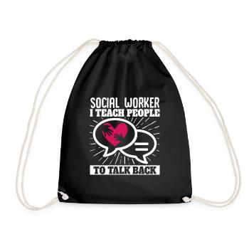 School Social Work Month Heart - Drawstring Bag - black - Front