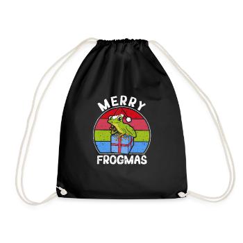 Frosch-Weihnachts-Pyjama Weihnachtsmann-Mütze - Turnbeutel - Schwarz - Vorne