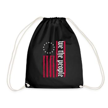 We The People American Flag - Drawstring Bag - black - Front