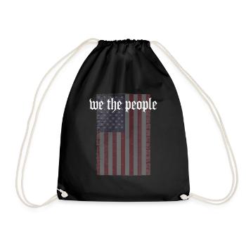American Flag Patriotic We The People - Drawstring Bag - black - Front