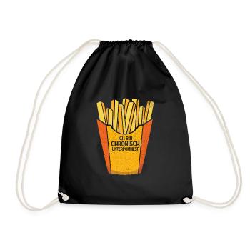Ich bin chronisch UNTERPOMMEST - Pommes Fritten Sp - Turnbeutel - Schwarz - Vorne