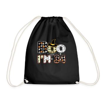 Halloween Pattern Spider Creatures Birth Age 34 - Drawstring Bag - black - Front