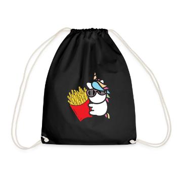 Pommes Frites Pommes Liebhaber Einhorn mit Pommes - Turnbeutel - Schwarz - Vorne