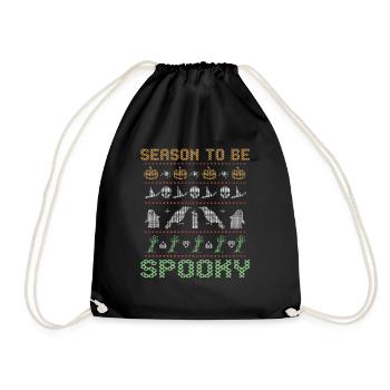 Stitch Pattern Horror Creatures Spooky Halloween - Drawstring Bag - black - Front
