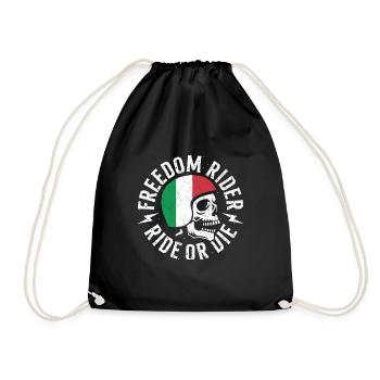 Italien Biker Freedom Rider mit Totenkopf - Turnbeutel - Schwarz - Vorne