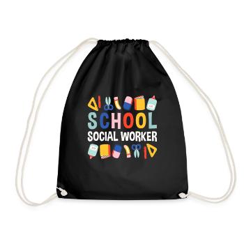 School Social Work Month School - Drawstring Bag - black - Front