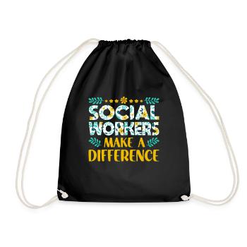 School Social Work Month Flowers - Drawstring Bag - black - Front