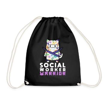School Social Work Month Cat - Drawstring Bag - black - Front