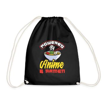 Powered By Anime & Ramen Lustiges Ramen Anime - Turnbeutel - Schwarz - Vorne
