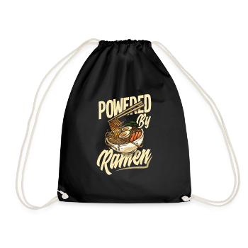 Powered By Ramen Lustiges Ramen Geschenk - Turnbeutel - Schwarz - Vorne