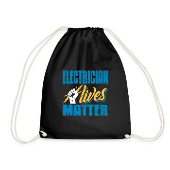 Electrician Lives Matter Cool Retro T-Shirt - Drawstring Bag - black - Front