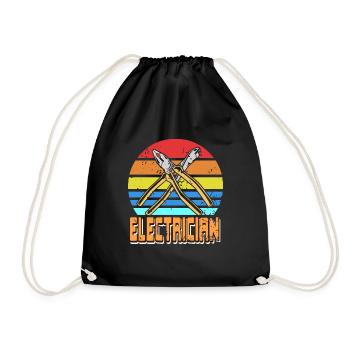 Awesome Electrician Retro Vintage Cool T-Shirt - Drawstring Bag - black - Front