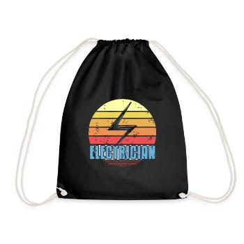 Retro Vintage Electrician Awesome Cool Designs - Drawstring Bag - black - Front