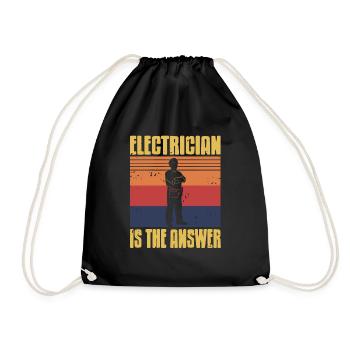 Retro Vintage ELECTRICIAN Is The Answer Cool - Drawstring Bag - black - Front