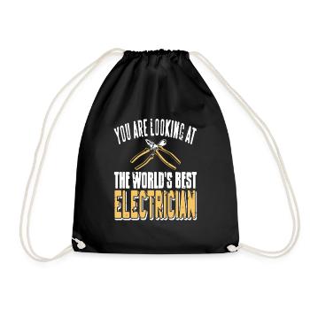 You Are Looking At The World's Best Electrician - Drawstring Bag - black - Front